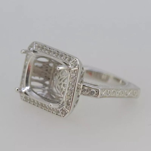 Semi Mount Anniversary Cocktail Cushion 16x12MM Ring Size 7 925 Sterling Silver - Picture 3 of 7