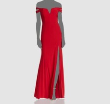 Aqua Women Red Sweetheart Cap Sleeve Double-Strap Off-Shoulder Gown Dress-14