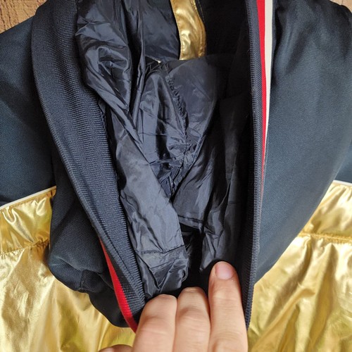 Tommy Hilfiger Gold Puffer Shiny 90s Y2K Winter Herbst Jacke Mantel mit Kapuze Large - Bild 6 von 15