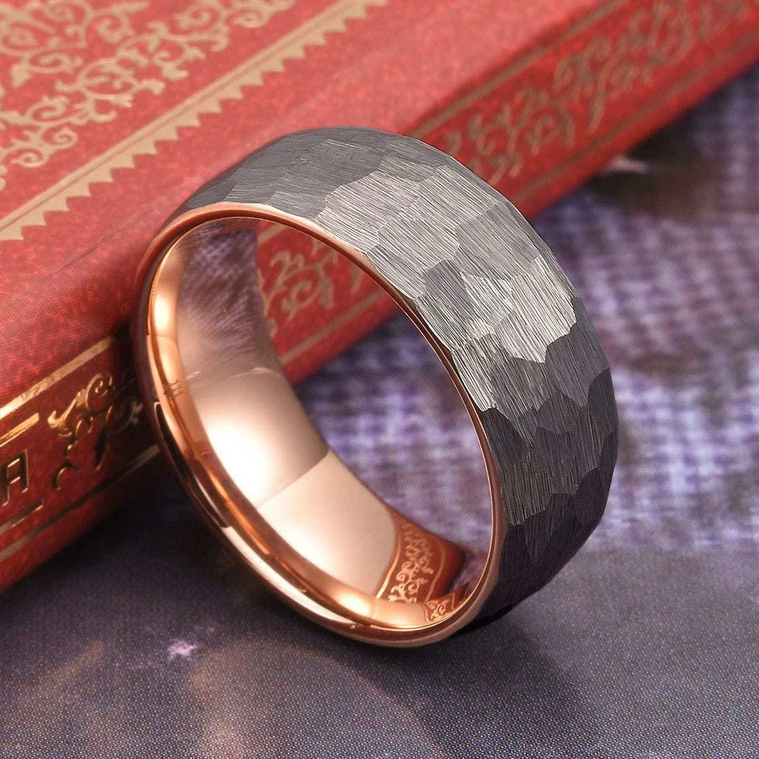 THREE KEYS JEWELRY Hammered Tungsten Wedding Rings 4mm 6mm 8mm