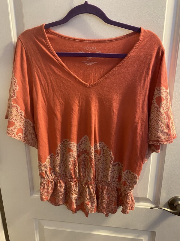 Sonoma Life + Style Orange Paisley Top Women’s Size M Medium
