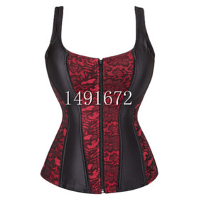 Corset Women Shoulder Straps Bustier Overbust Jacquard Sexy Lingerie Plus Size