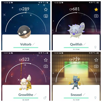 Shiny Hisuian Voltorb, Qwilfish, Growlithe, Sneasel, Pokèmon Go