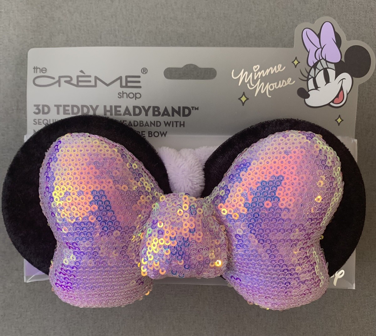 The Crème Shop Minnie Mouse 3D Teddy Headyband With Sequin Plush Ear & Bow Black THE CREME SHOP - LIMITED ED. MINNIE MOUSE 3D TEDDY PLUSH SPA  main image 4