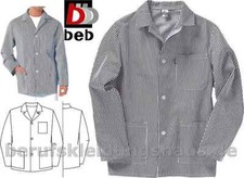 beb Fleischerjacke Jacke 565 unisex Reverskragen Baumwolle Weiß Blau gestreift