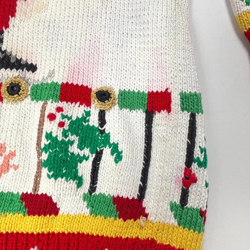 VTG Berek Womens Hand Knit Sweater Size L 3D Christmas Santa Pima Cotton - Image 3 of 4