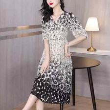 Plus Size M-4XL V-Neck Chiffon Loose Summer Beach Women Knee Length Party Dress