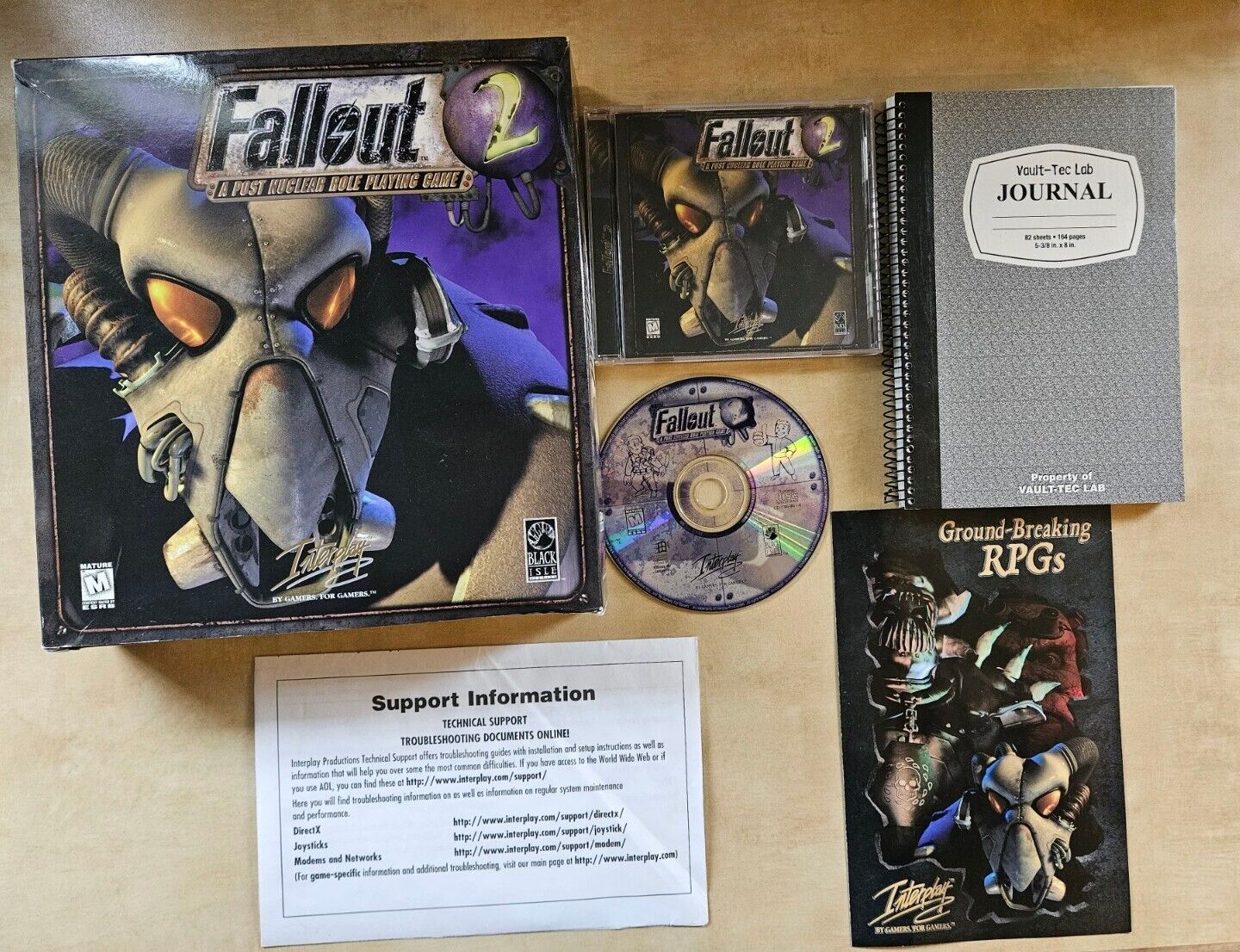 Fallout 2 (1998), PC Big Box + Fallout 1 Disc, Vault Dwellers Guide Vault  Journa