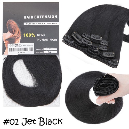 100% Real Remy Human Hair Extensions Clip In 8 Wefts Full Head Long Medium Short - Picture 24 of 98