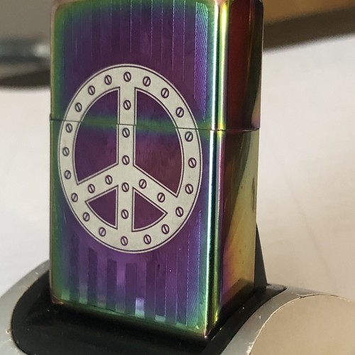 ZIPPO LIGHTER “PEACE SIGN” MADE IN USA 2017 NICE! Spectrum Color - Picture 3 of 11