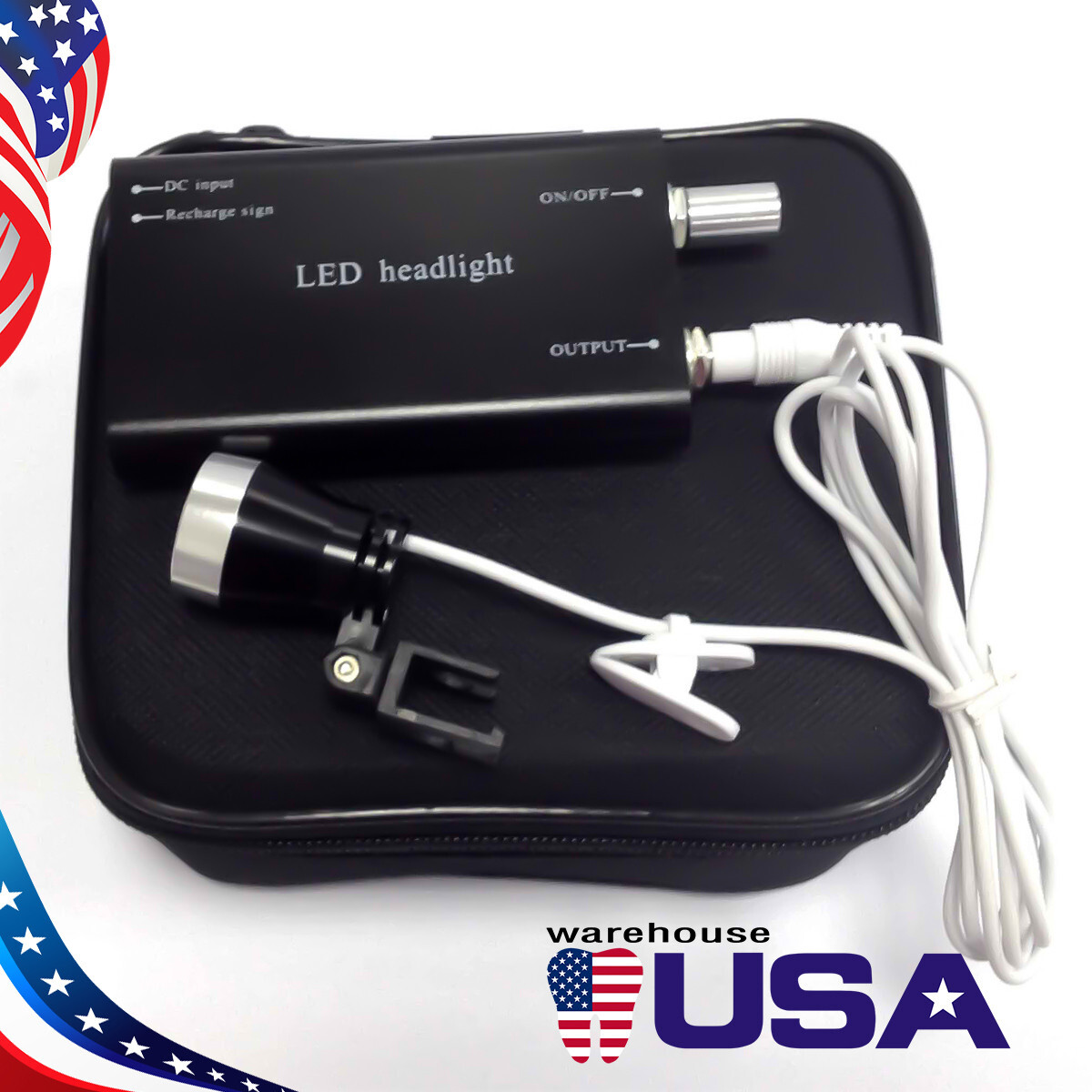 Dental Medical LED Headlight – Rechargeable, Portable, 3W, 15k-30k Lux, 10000hr Bulb Life, AC100-240V, Black