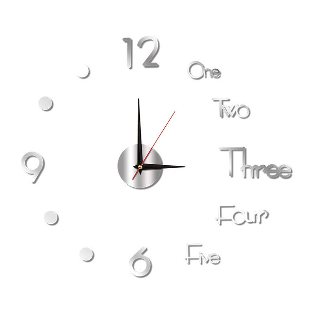 3D Large Wall Clock Mirror Surface Modern DIY Sticker Office Home Shop Decor US
