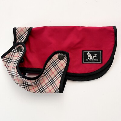 BURBERRY Nova Check Red Dog Jacket Dog Coat Dog Wear Size 10