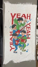 Vintage Beatles Rock Band Yeah Yeah Yeah Beach Towel 52" x 28" White Green Red