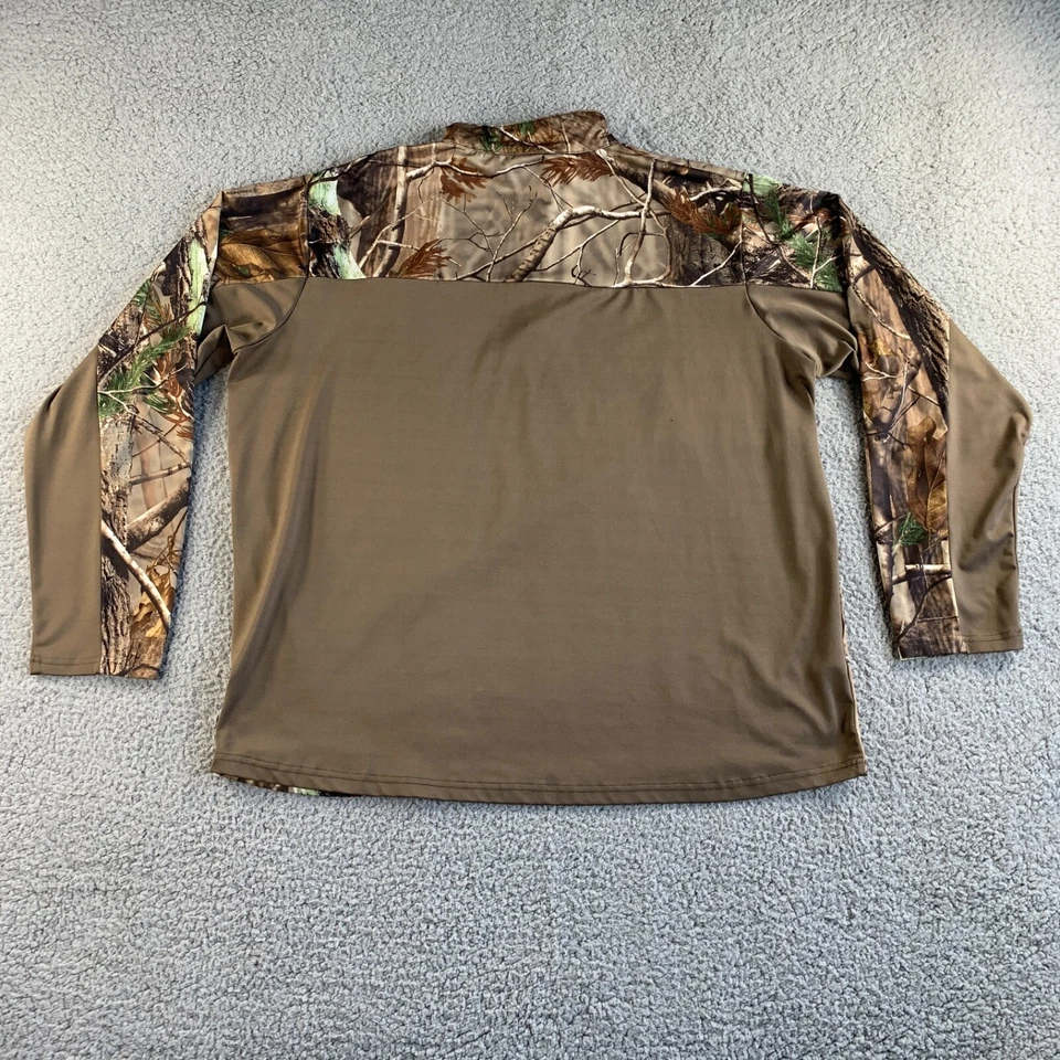 NEW Realtree T Shirt Mens XL Camo Pullover 1/4 Zip Stretch Long Sleeve Forest - Image 2 of 4