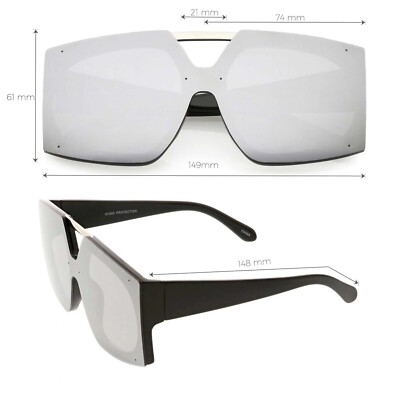 Rectangle Oversized Shield Sunglasses Women Men Futuristic Flat Top One Piece