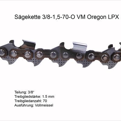 Oregon LPX Sägekette 3/8 1.5 mm 70 TG VM Ersatzkette