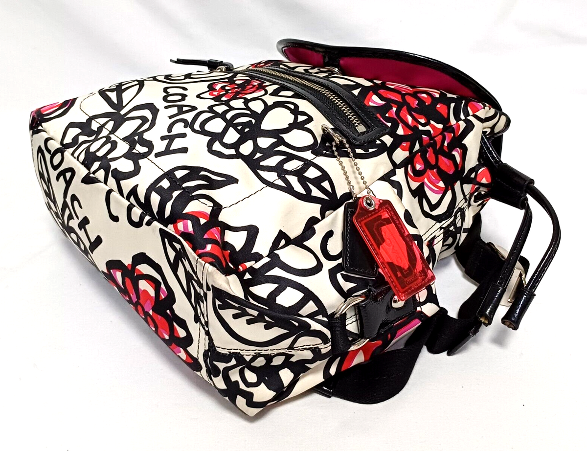 COACH POPPY DAISY GRAFFITI SATIN BACKPACK F16582 | eBay