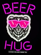 GOOSE ISLAND BREWING COMPANY BEER HUG LED BAR SIGN MAN CAVE GARAGE BEAR LIGHT