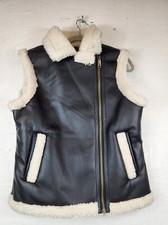Koolaburra By Ugg Vest Dark Brown Faux Leather Fur Sherpa Lined Sz Small