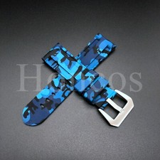 22 MM Camo Rubber Watch Band Strap Fits Blancpain X Swatch Atlantic Ocean D/Blue