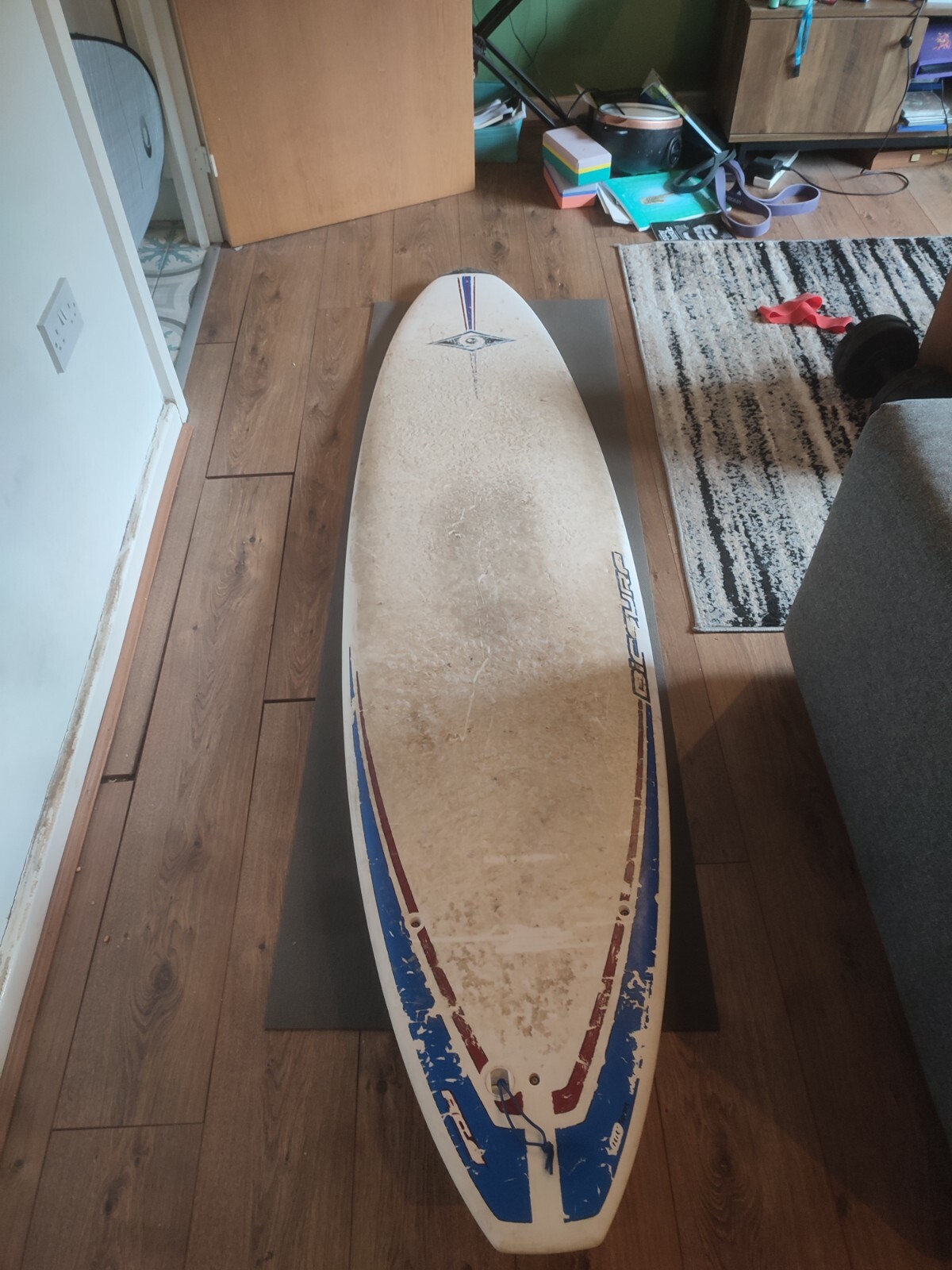 White Bic Surfboard 7ft 2in with fins, leash and board bag eBay