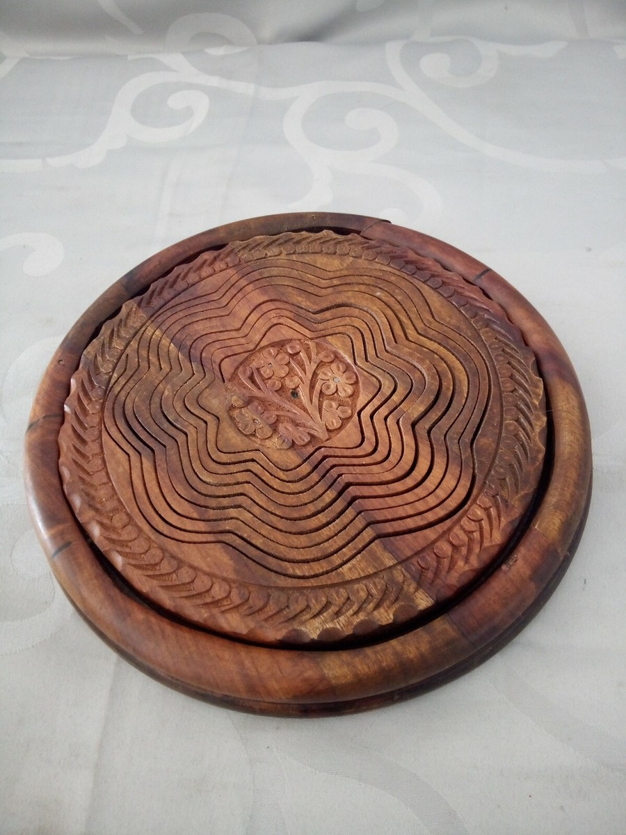 Dessous De Plat Rétractable En Bois - Panier Décoratif Fait Main - Vintage - Bon état