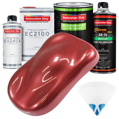 Candy Apple Red Metallic LOW VOC Urethane Paint Quart Kit & European Clear Coat