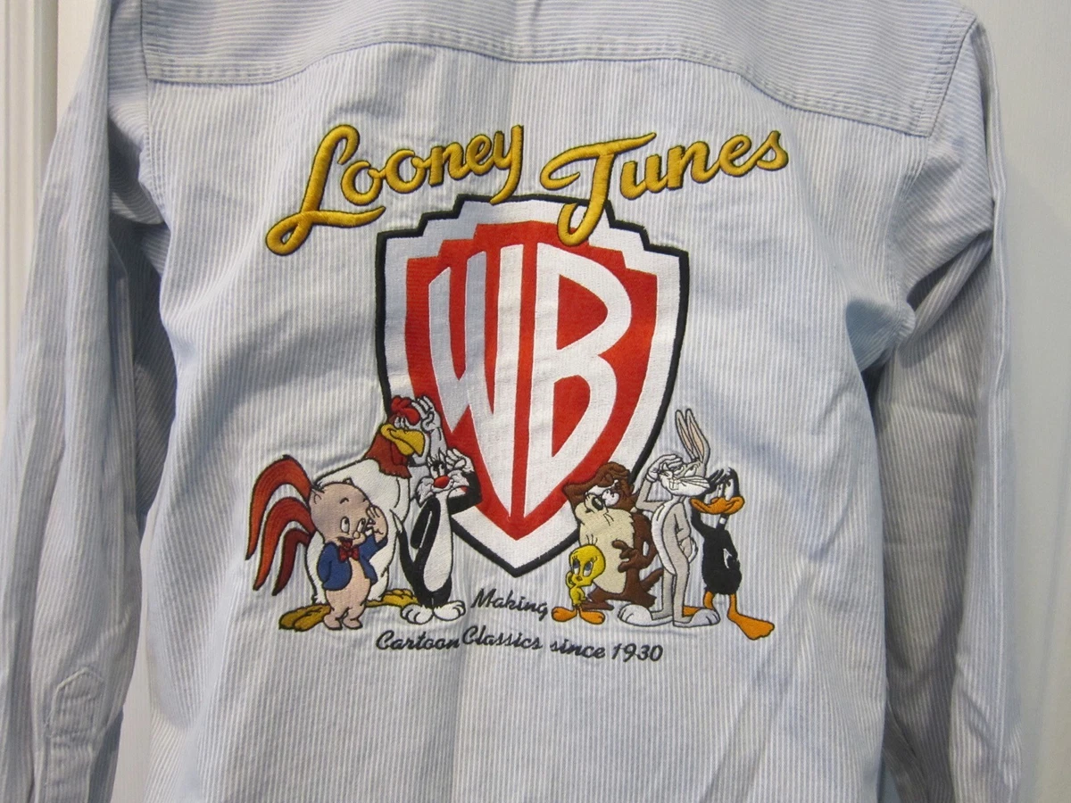 VTG Looney Tunes Gang Bugs WB Logo Embroidered Denim Unisex Classic Wear Shirt S