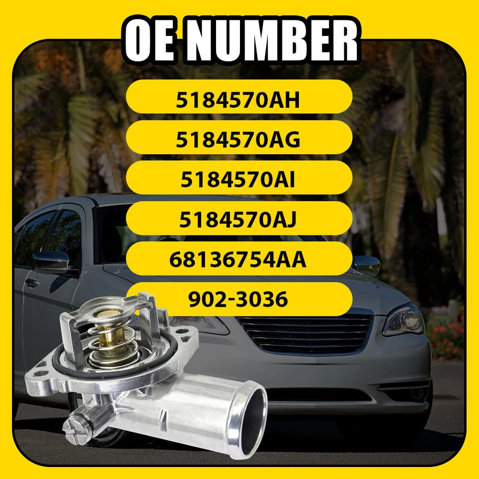 Termostato de refrigerante de motor de aluminio para Dodge Grand Caravan 3,6 L 2011-2019 Foto 3 de 4