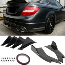 Glossy Black Rear Diffuser Bumper Splitter Fins Lip For Mercedes Benz C300 C250