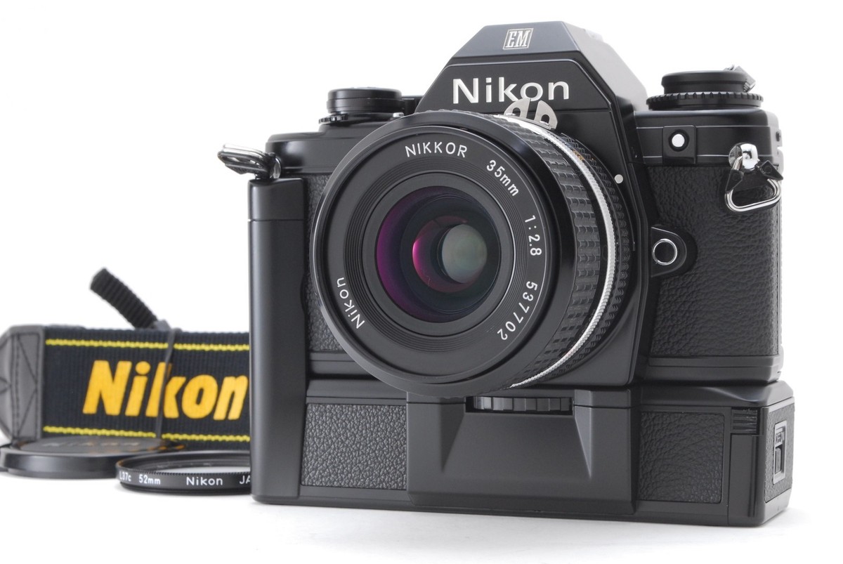 Nikon EM Film Camera AI-S NIKKOR 35mm F2.8 Lens Winder Strap Set