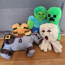Animales de peluche de Minecraft. Lote de 5. Creeper Zombie Rana Caballo Fantasma 12"-16"