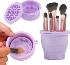 Makeup Brushes Cleaner Mat with Brush Storage Holder, Folding Portable Washing