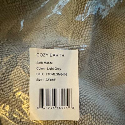 Cozy Earth Bath Mat 22x45 Light Grey Bamboo Viscose/Cotton OEKO-TEX LTBMLGM6416