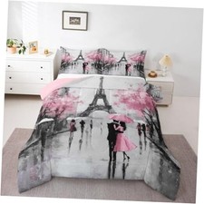 Paris Bedding Set Size Pink and Grey Eiffel Tower Comforter Full Pattern 105