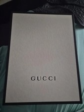 AUTHENTIC GUCCI BLACK WHITE MEDIUM GIFT BOX 16" x 12" x 3" WITH RIBBON TISSUE