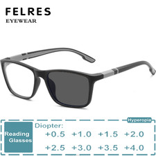 Men Progressive Photochromic Multifocal Square Reading Glasses Outdoor Glasses