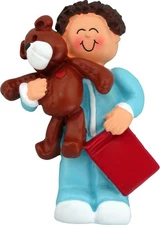 Child with Teddy Male Brown Personalized Christmas Tree Ornament