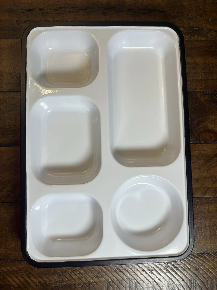 Metal Lunch Snack Dinner Tray Set Of 4 Different Colors 12”x9” 5 Compartment - Image 2 of 4