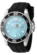 TechnoMarine Manta Sea Men s Watch 42mm TM-224002 Black Silicone/Blue Dial New