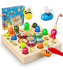 Magnetische Angelspiel Ab 2 Jahre | Montessori Spielzeug 2 in 1 Baby Holzspielze