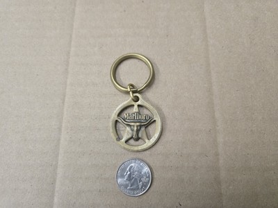 Marlboro Cigarettes Bronze Vintage Keychain Key Chain Ring Tether Loop  Holder