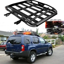 50 Aluminum Car Roof Rack Cross Bar Cargo Basket W Led Light For Nissan Xterra