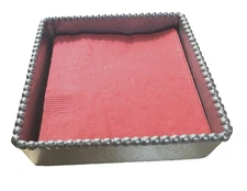 Mariposa 5.5” Square Beaded Edge Cocktail Napkin Holder Mexico &Napkins