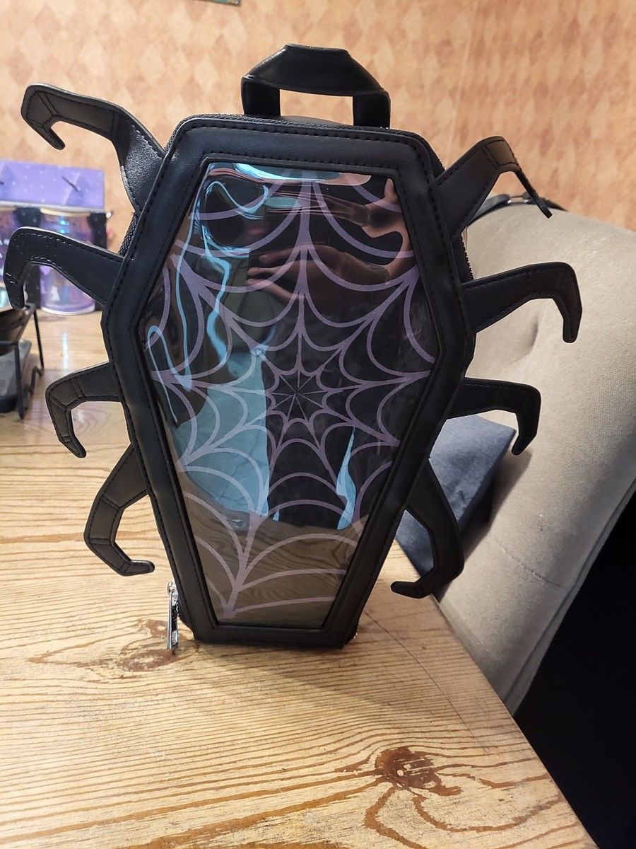 Vampire Freaks Coffin Gothic Ita Purse Bag Spider Web Purple
