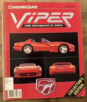VIPER PURE PERFORMANCE by DODGE 1992 Collectors Edition Consumer Guide RT Mopar