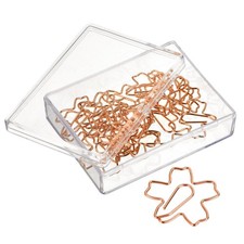 Cherry Flower Shape Clips Paper with Rose Gold Tone Box, 20pcs
