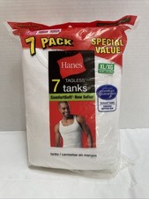 HANES TAGLESS TANKS 7 PACK WHITE MENS SIZE XL COMFORT SOFT