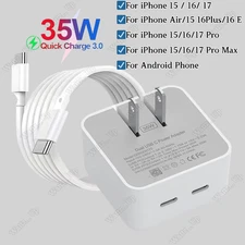 For iPhone Air 17 16 15 iPad Pro Samsung 35W USB-C Fast Charger PD Type-C Cable